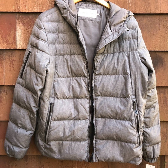 NWT Calvin Klein Jeans Women Gray DOWN Packable Full Zip Hoodie Puffer Jacket M - Picture 8 of 9